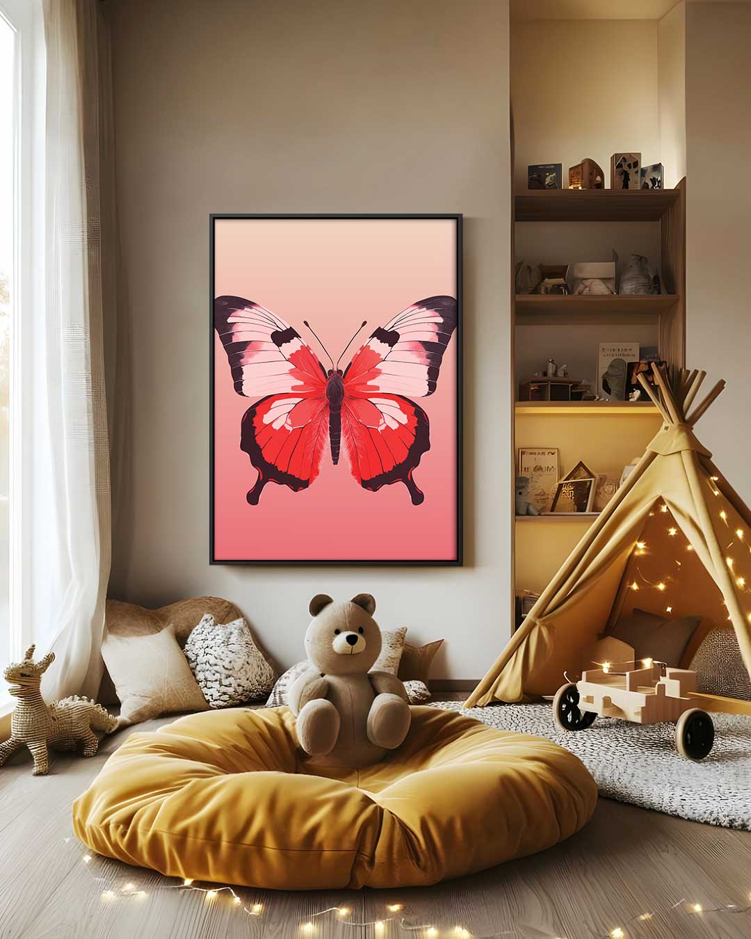 Rood Vleugelflits Kunstwerk-canvas-dibond-plexiglas-wanddecoratie-WallArtistic