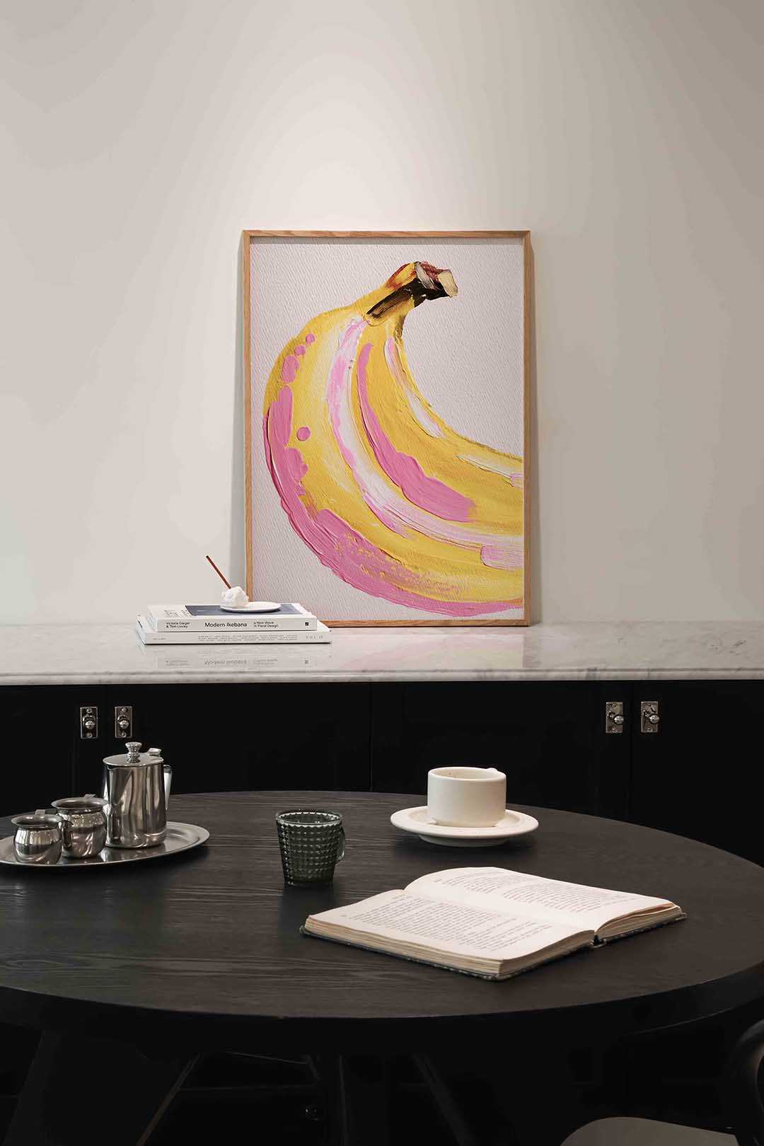 Banaan in roze en geel Poster