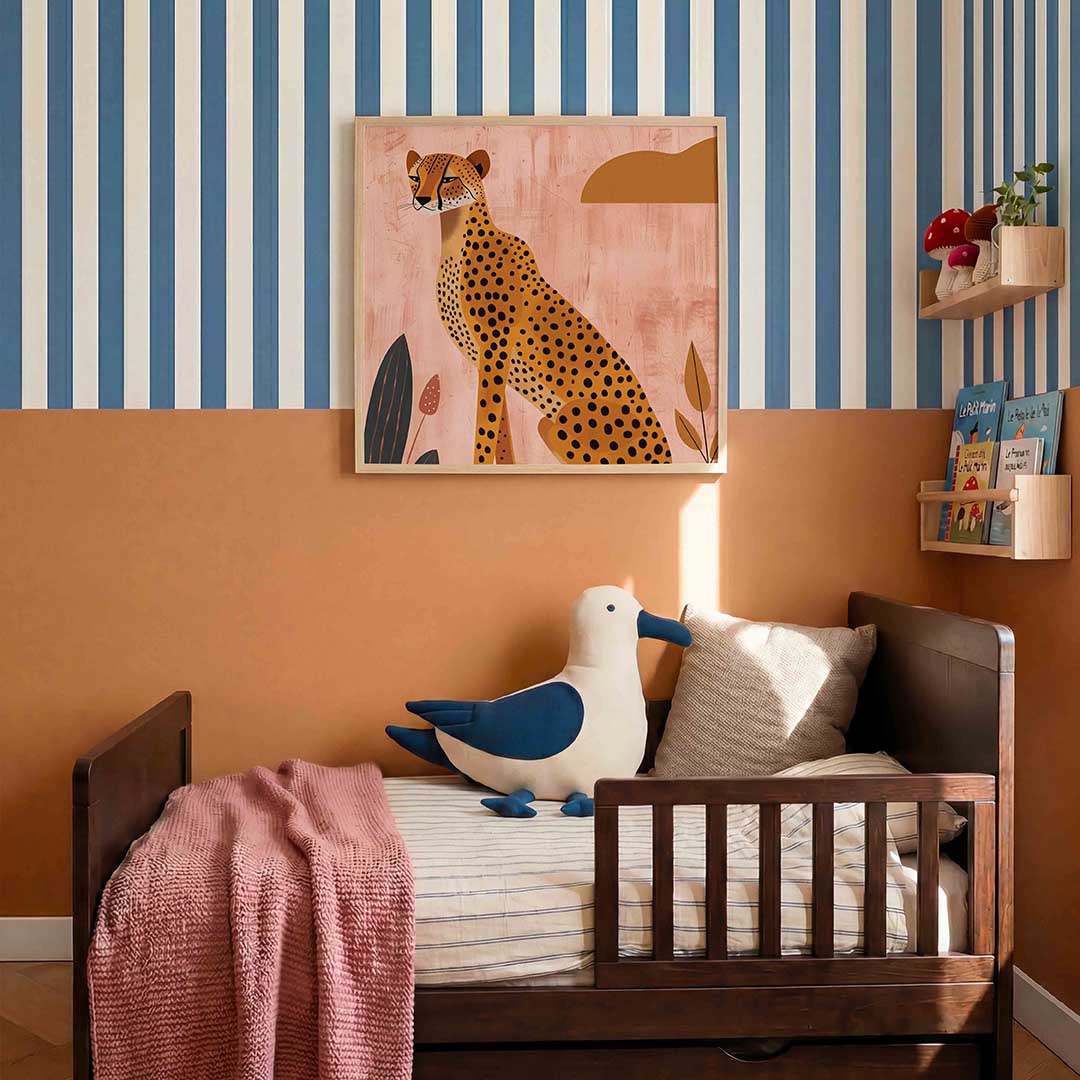Luipaard op roze achtergrond Poster