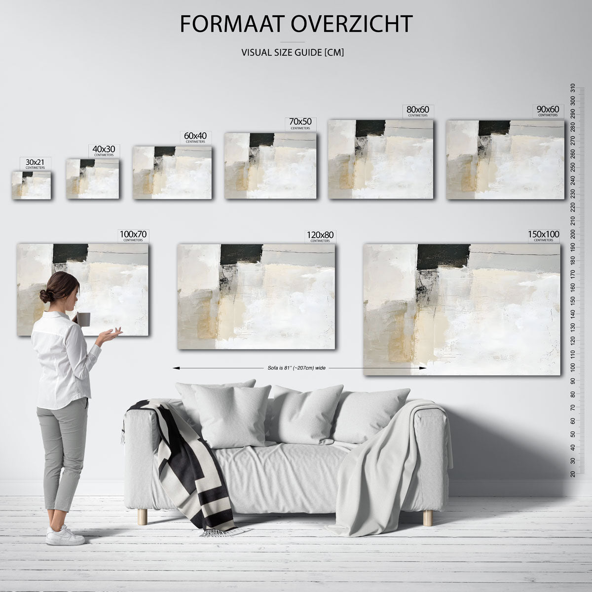 Abstracte beige en zwarte vlakken Poster