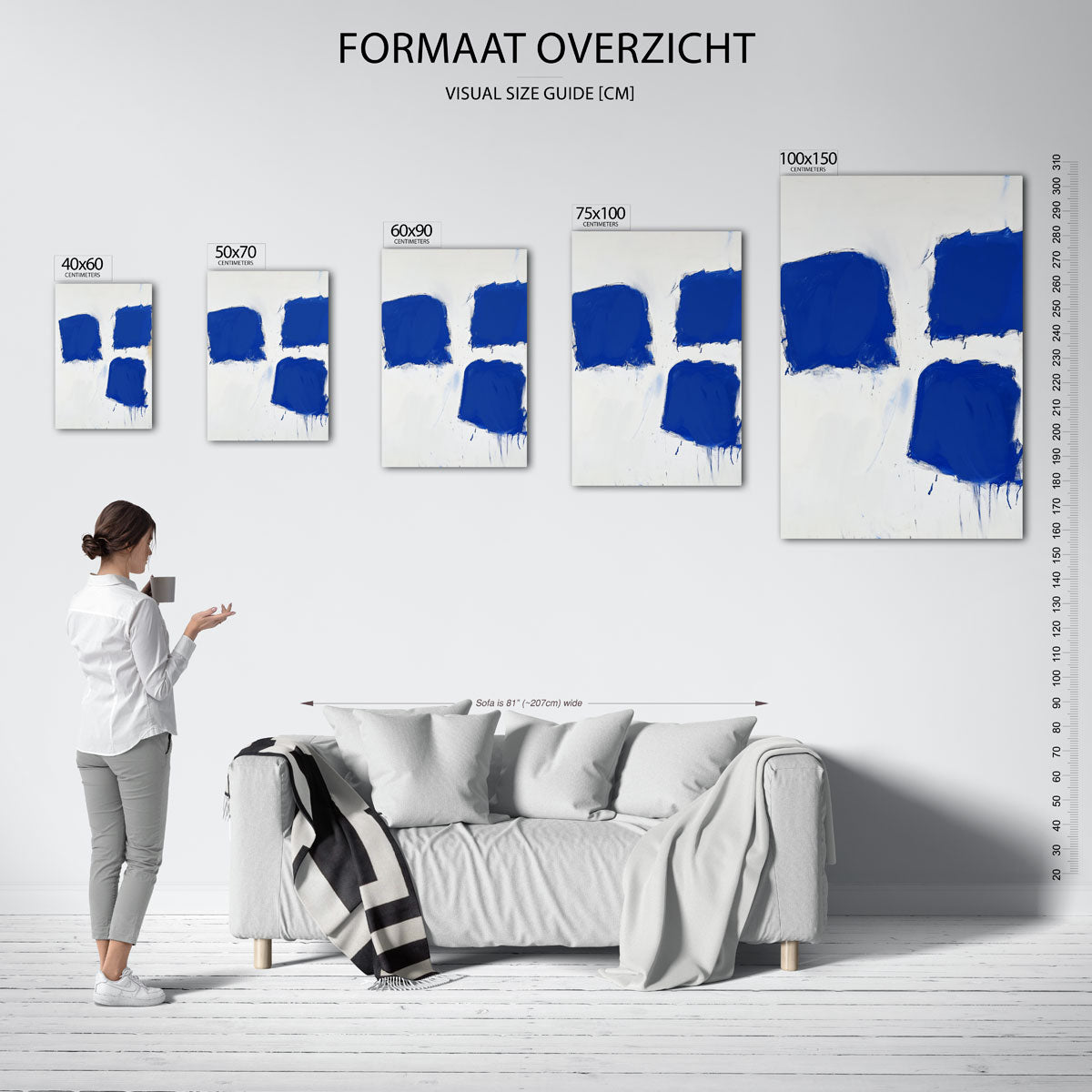 Dynamische blauwe vormen Kunstwerk