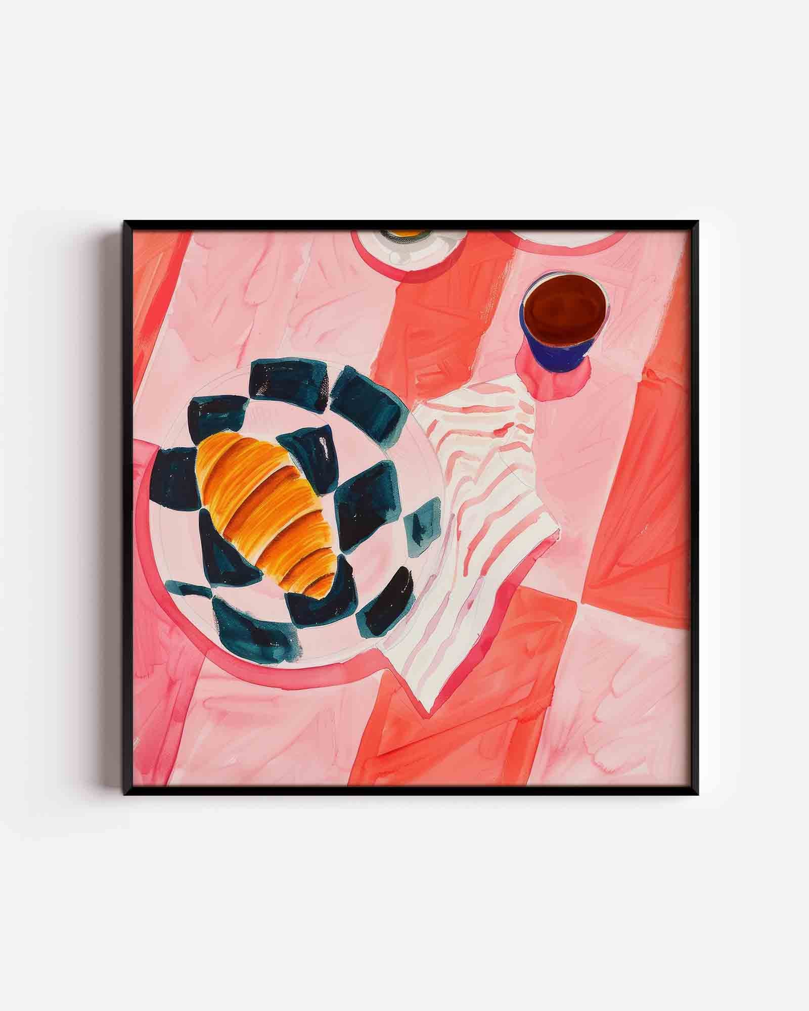 Ontbijt met croissant Poster