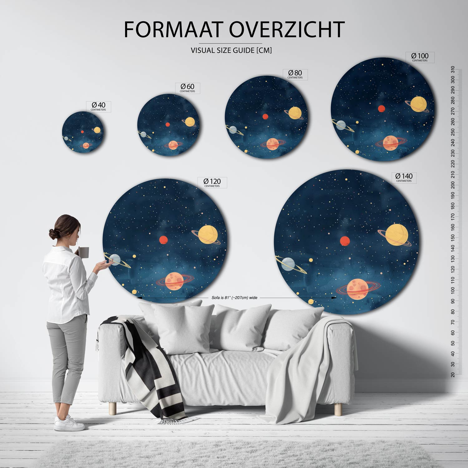 Planeten en sterren Muurcirkel