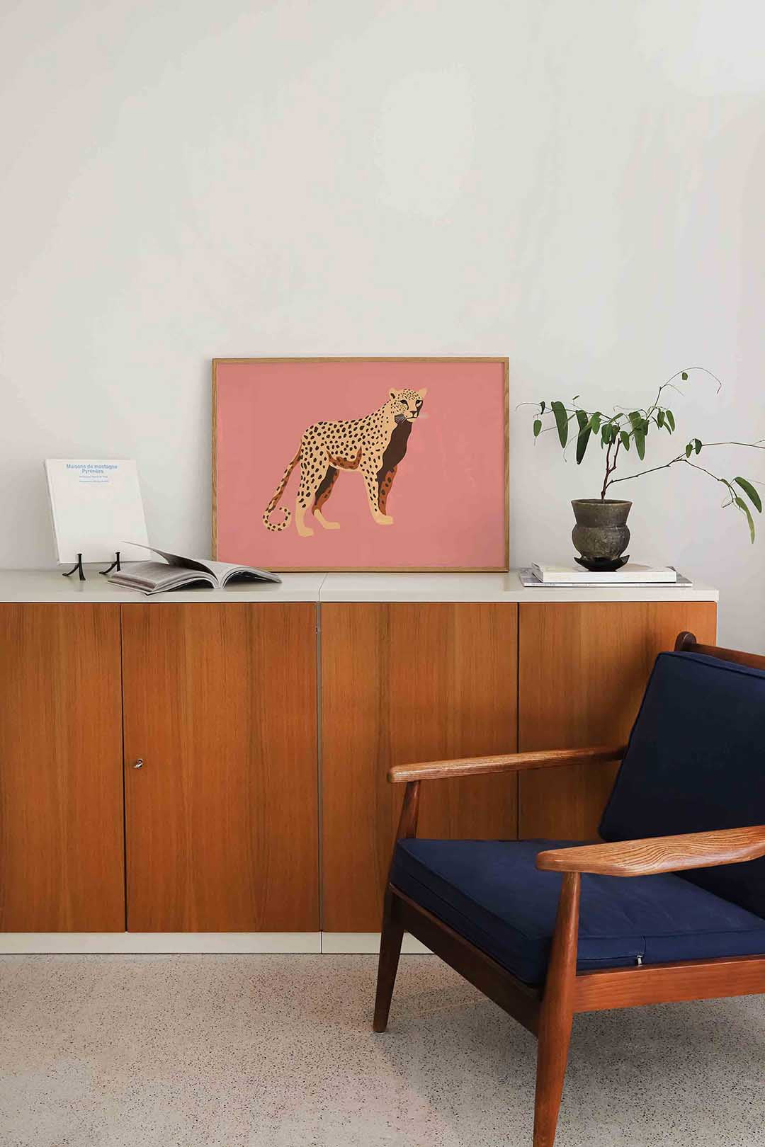 Luipaard op roze Poster