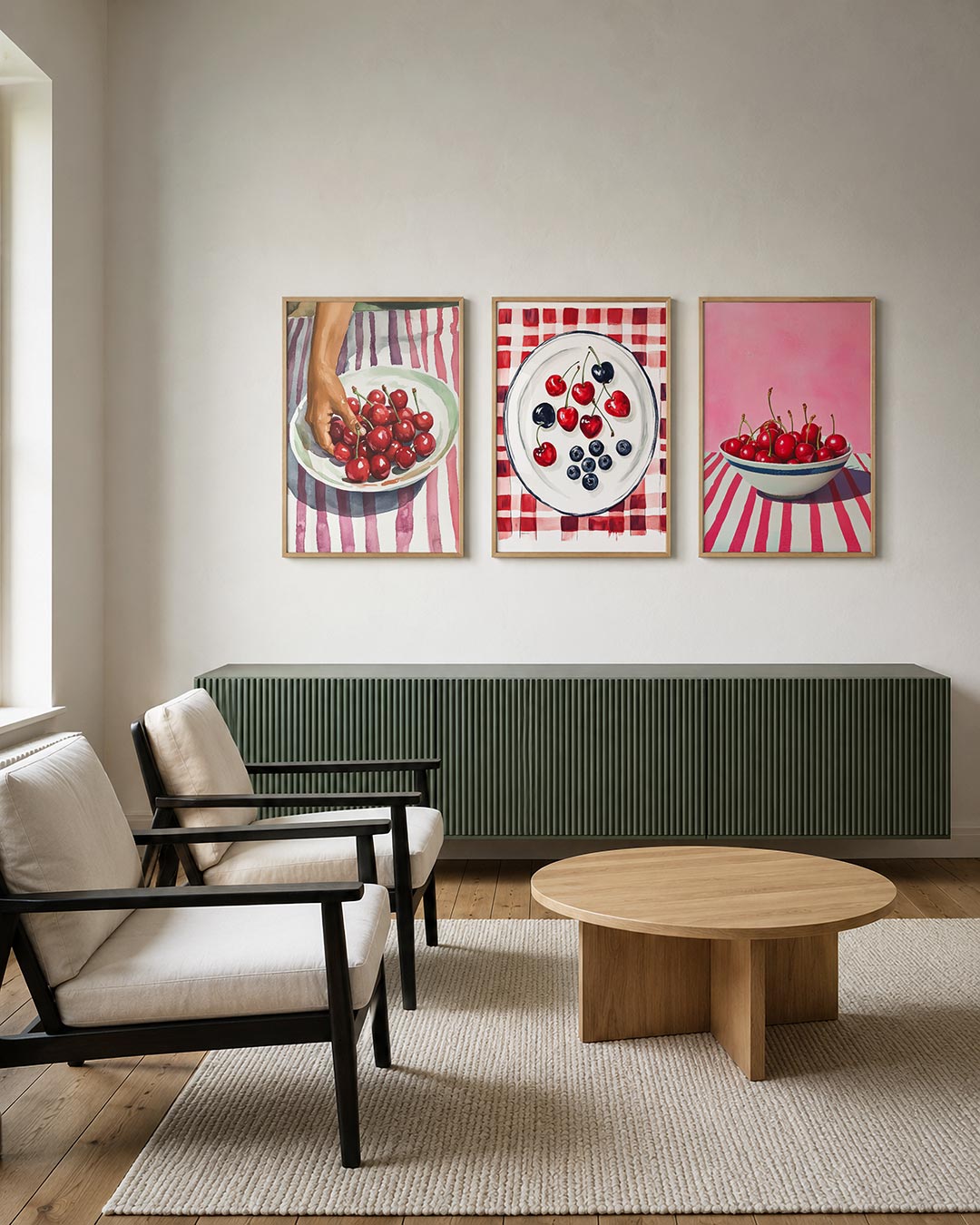 Kersen en strepen Posterset