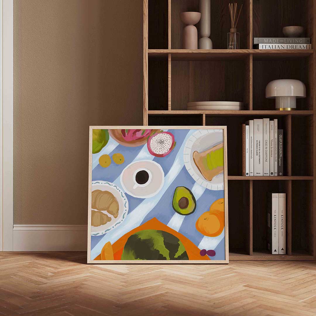 Ontbijt met fruit en koffie Poster