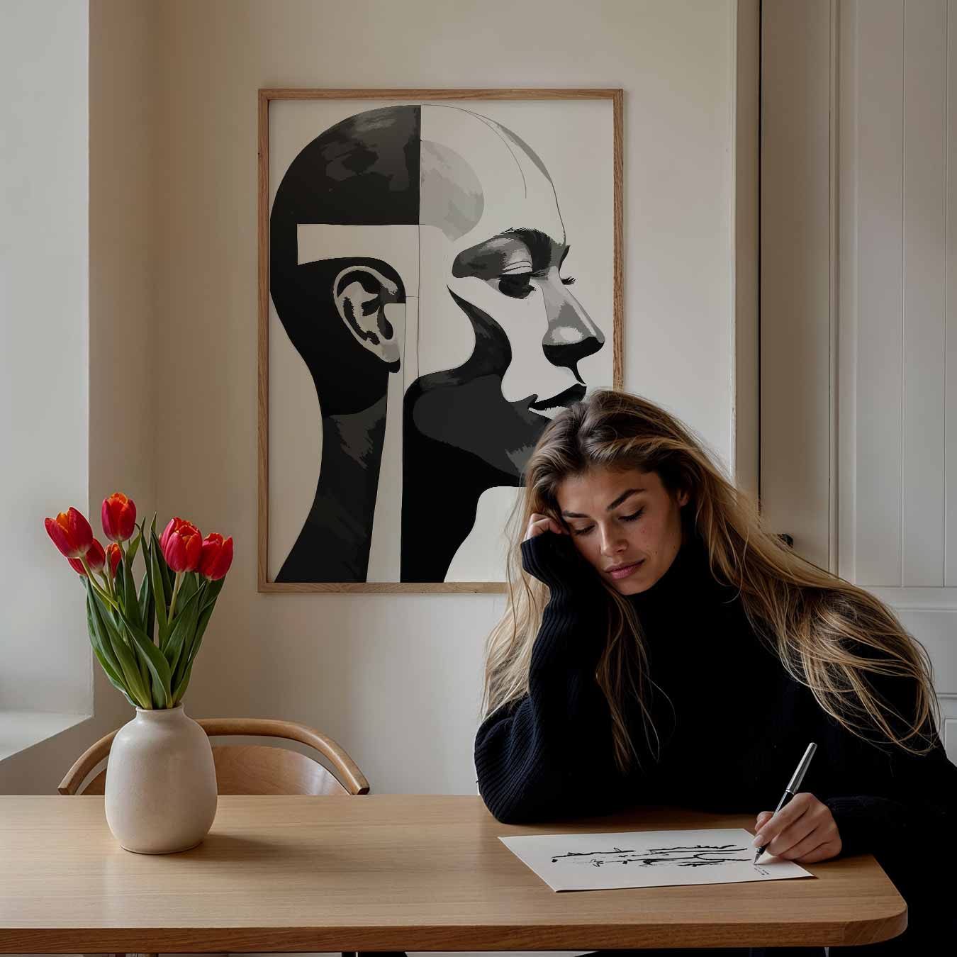 Moderne Contrasten Portret Poster-WallArtistic