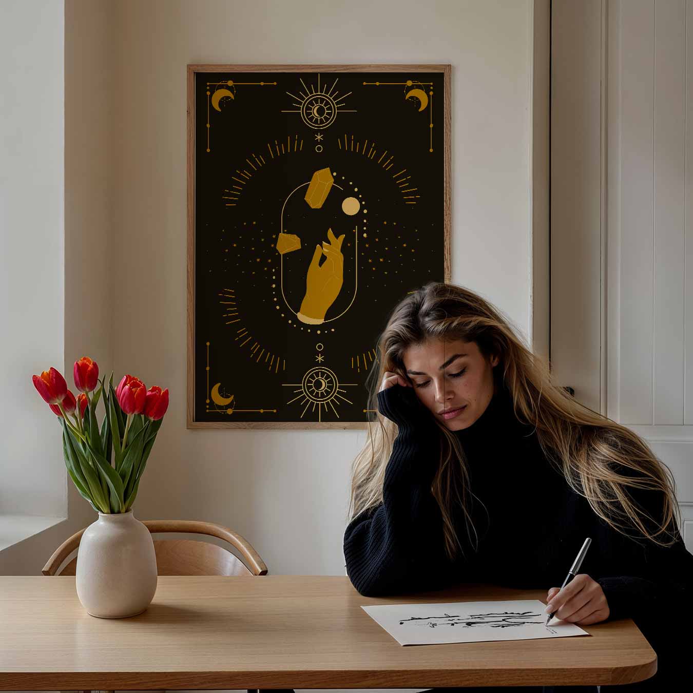 Mystieke Maan en Sterren Poster-WallArtistic