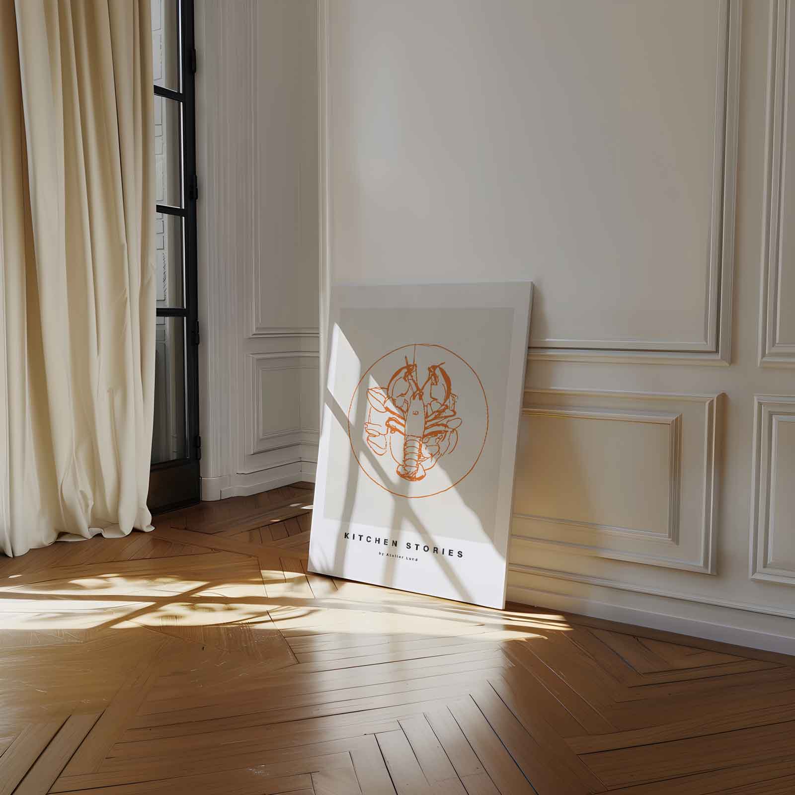 Kreeftschets op Wit Kunstwerk-canvas-dibond-plexiglas-wanddecoratie-WallArtistic