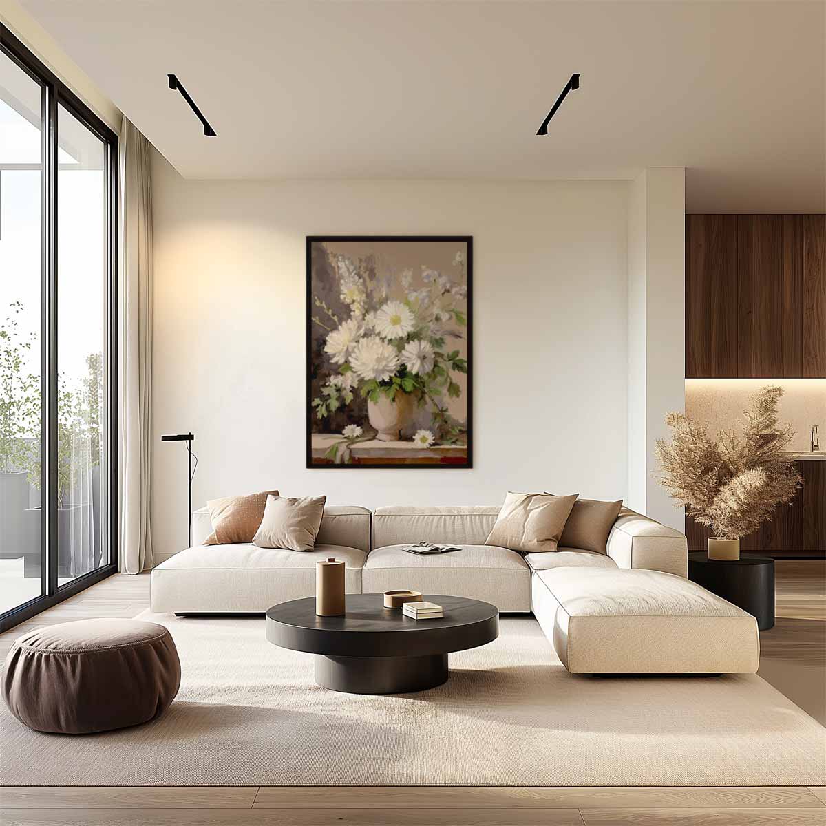 Elegante Bloemenpracht in Vaas Kunstwerk-canvas-dibond-plexiglas-wanddecoratie-WallArtistic
