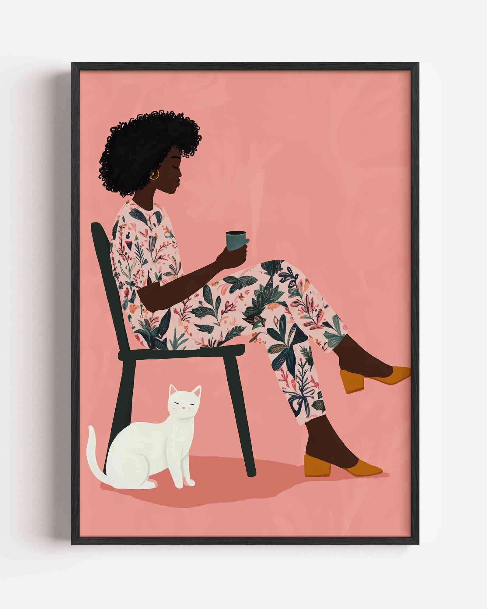 Vrouw met kat Poster