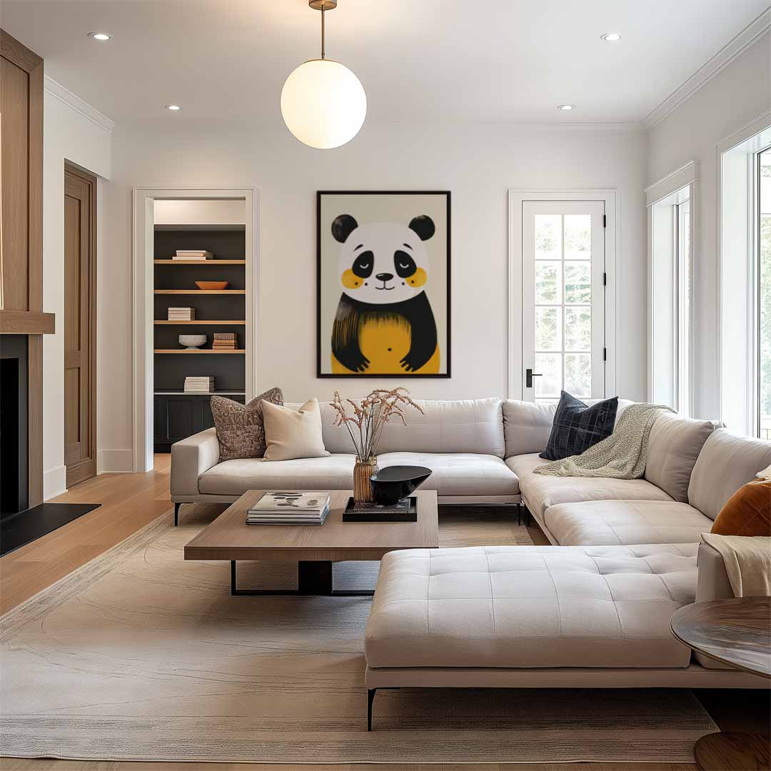 Vrolijke Panda Print Kunstwerk-canvas-dibond-plexiglas-wanddecoratie-WallArtistic