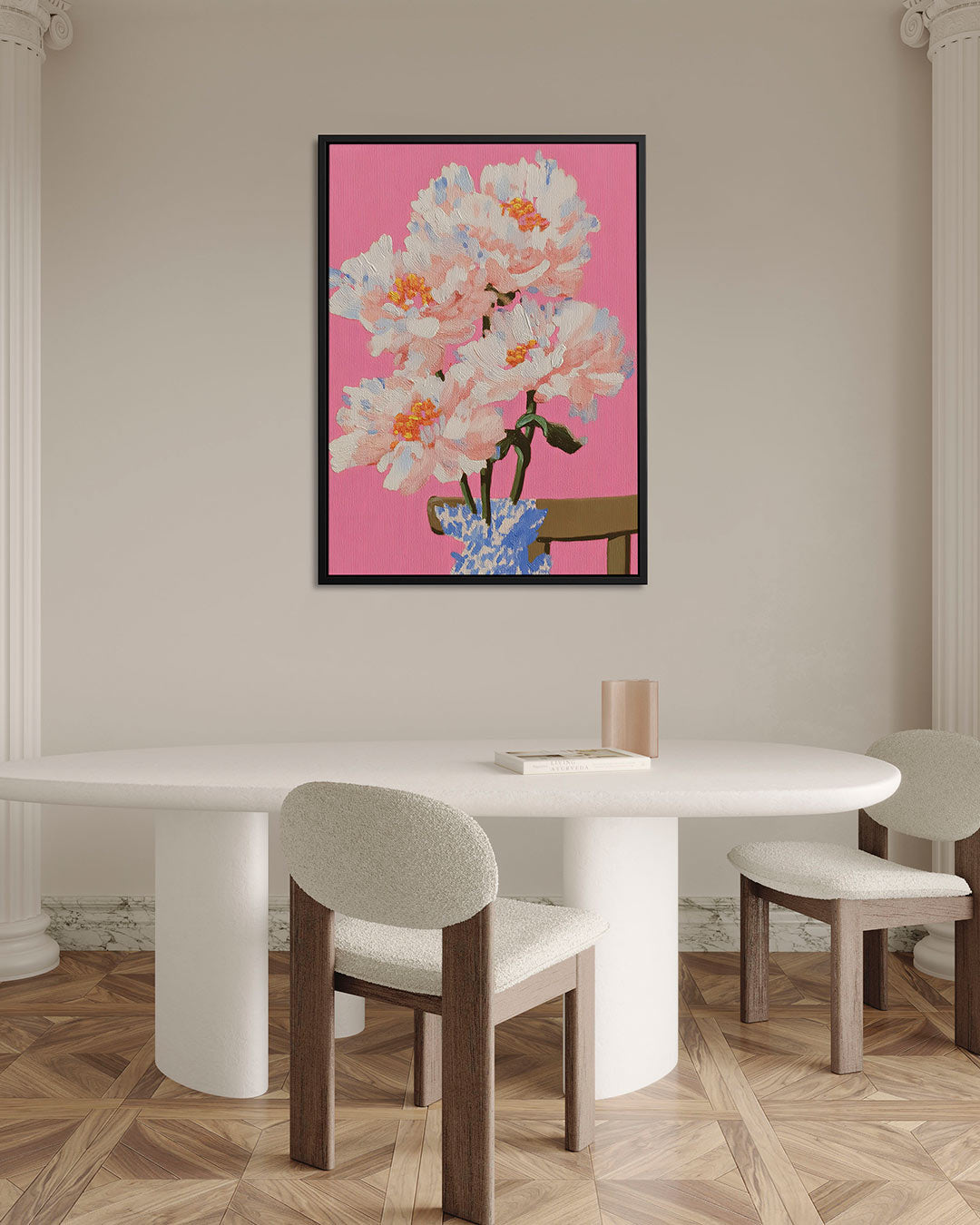 Bloemen op roze achtergrond Kunstwerk