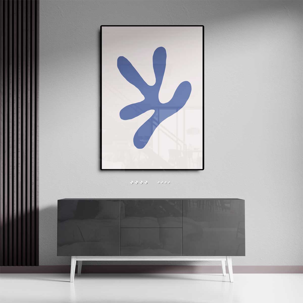 Speelse Blauwe Abstractie Kunstwerk-canvas-dibond-plexiglas-wanddecoratie-WallArtistic