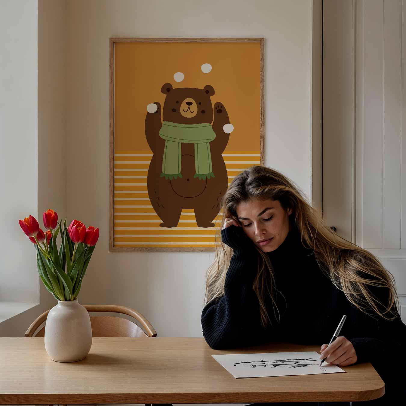 Schattige Berenposter Met Sjaal Poster-WallArtistic