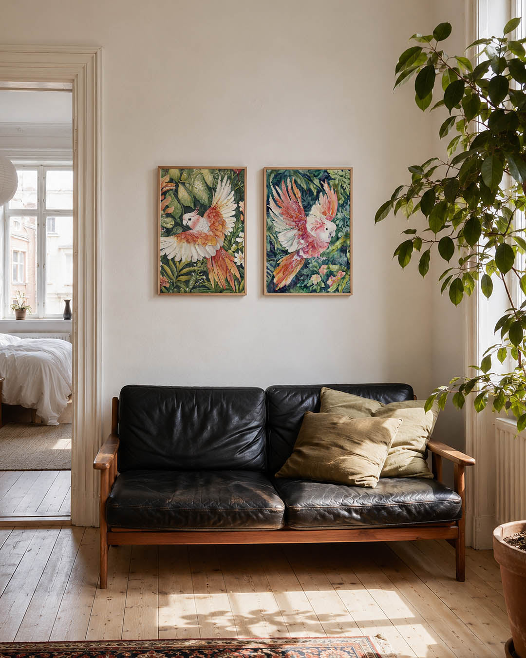 Vogel en bladeren Posterset