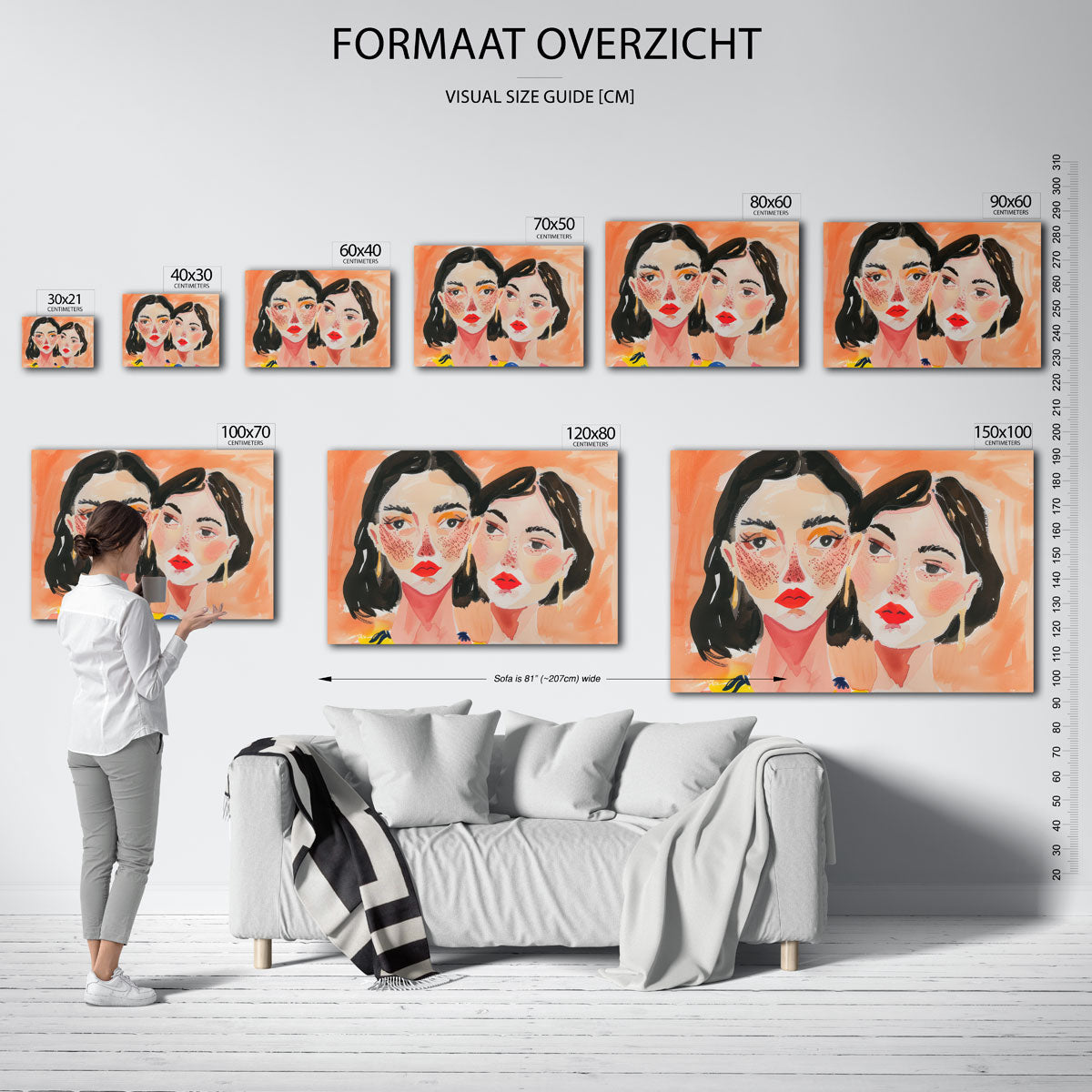 Twee gezichten met rode lippen Poster
