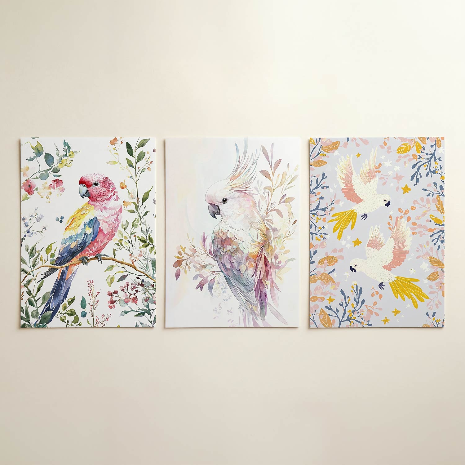 Vogel en bloemen Posterset