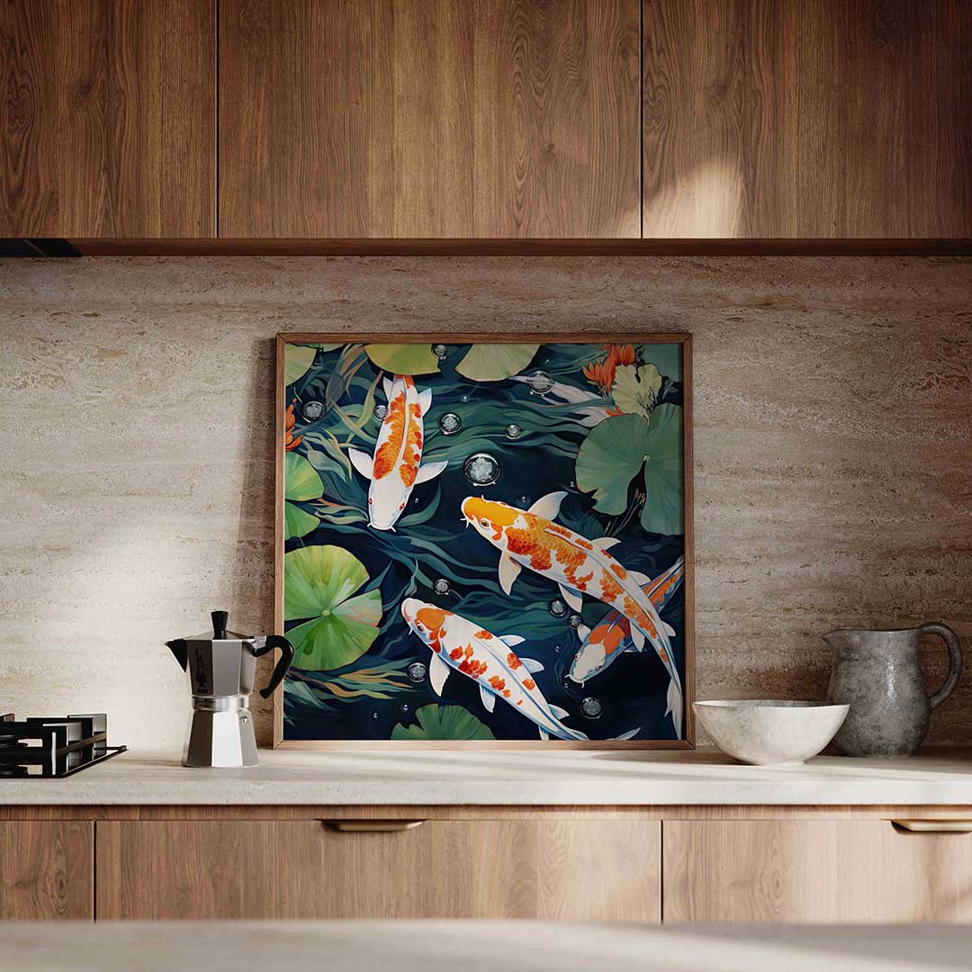 Koi vissen en waterlelies Poster