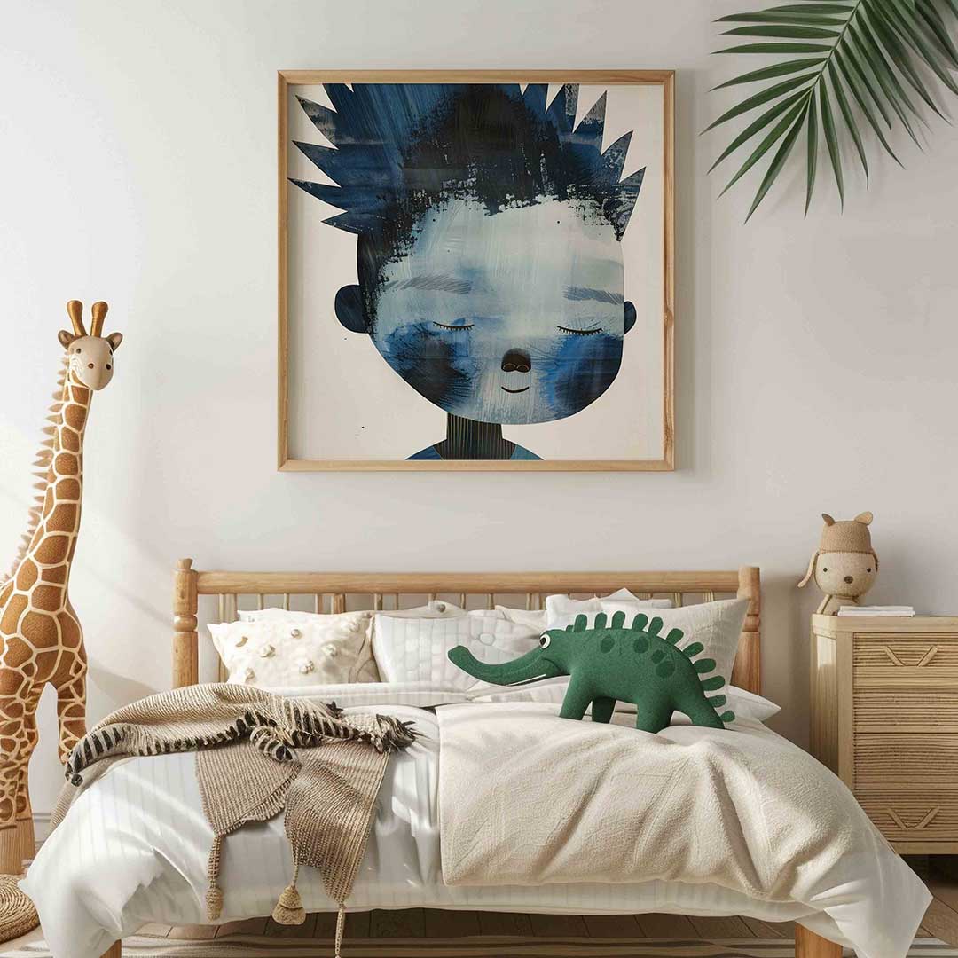 Blauw gezicht Poster
