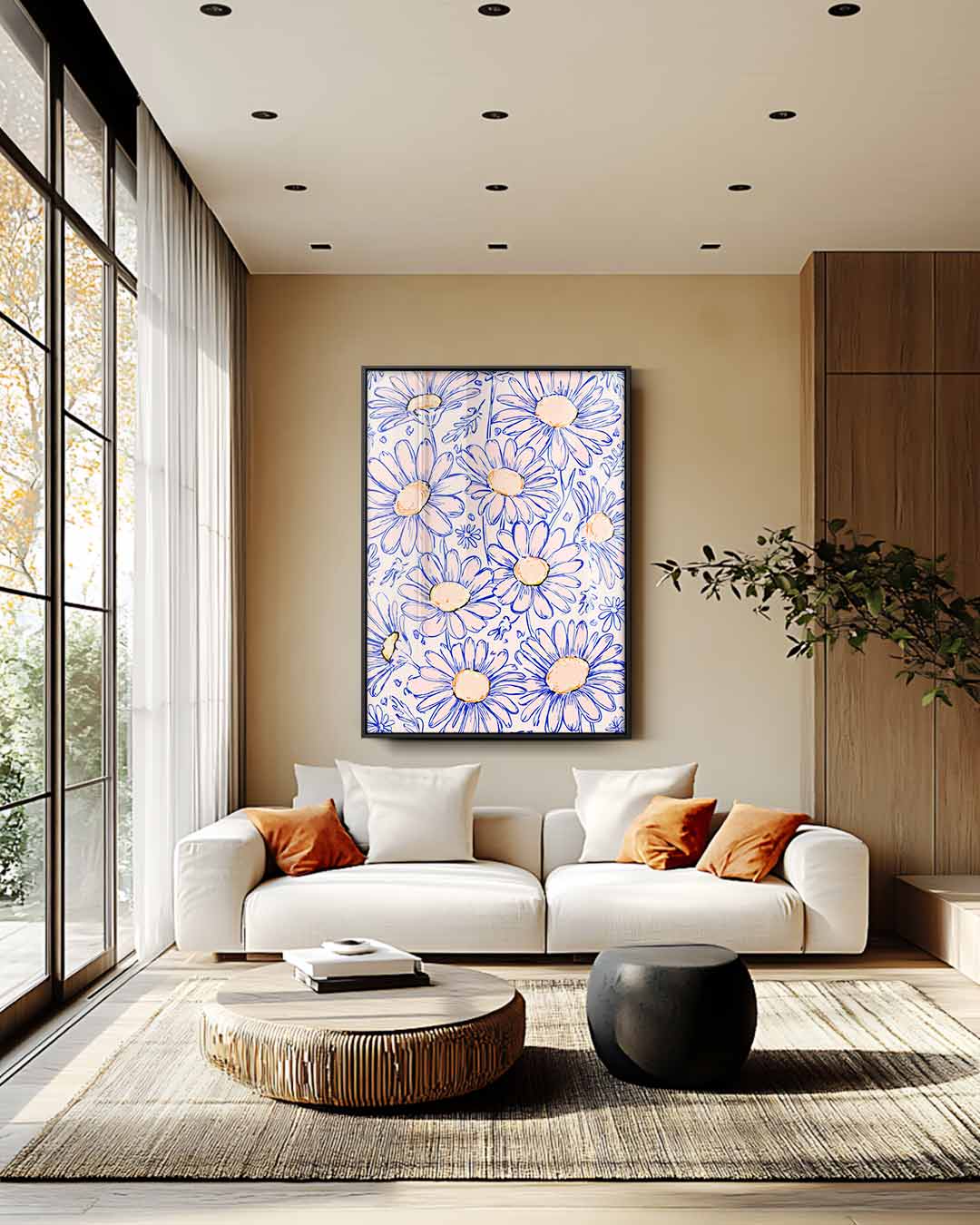 Zonsondergang Madeliefjes Kunstwerk-canvas-dibond-plexiglas-wanddecoratie-WallArtistic