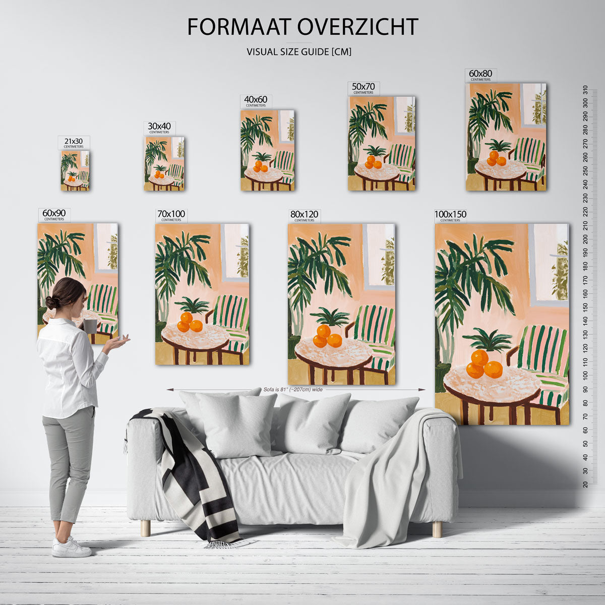 Interieur met sinaasappels Poster