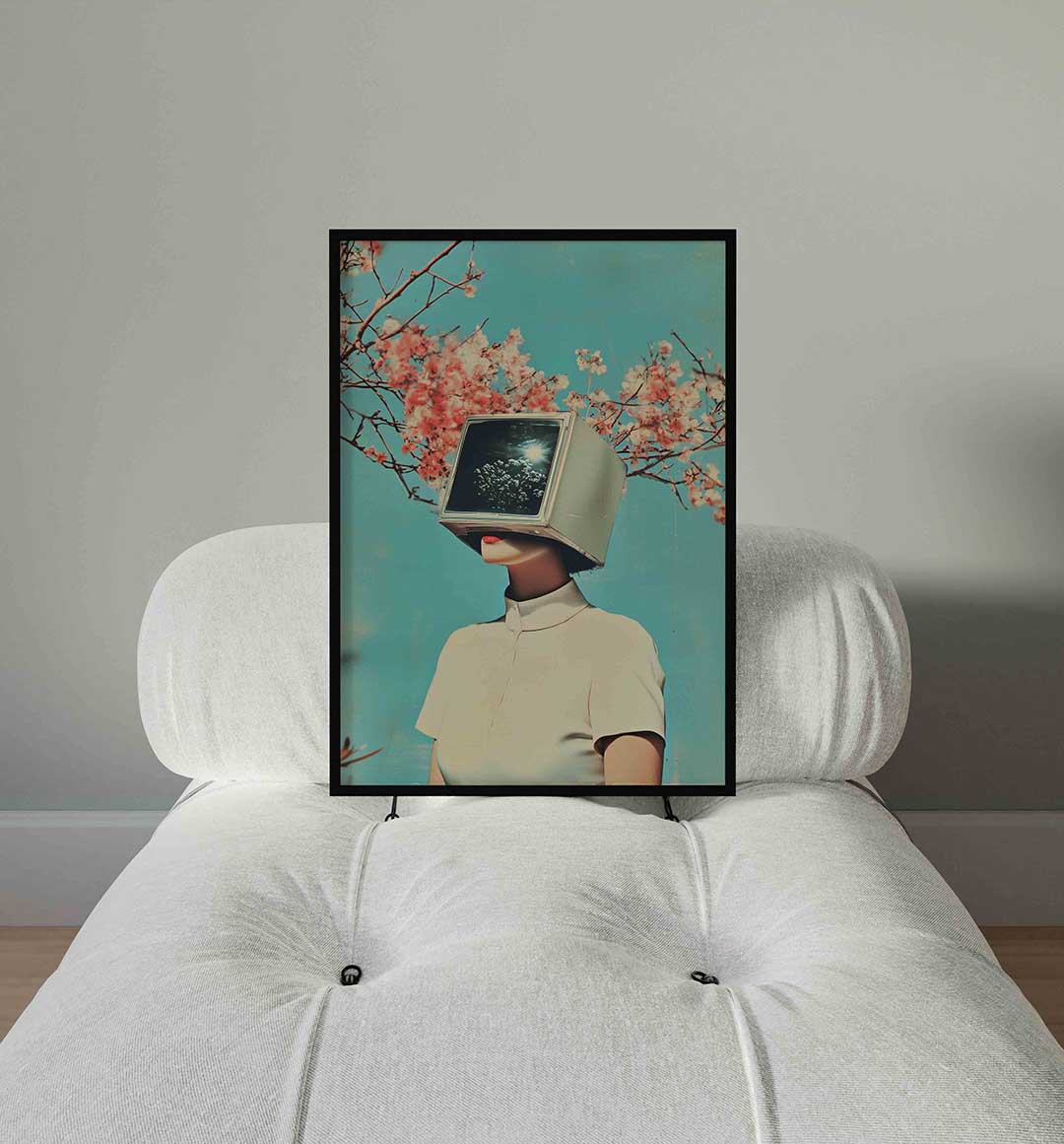 Vrouw met monitorhoofd Poster