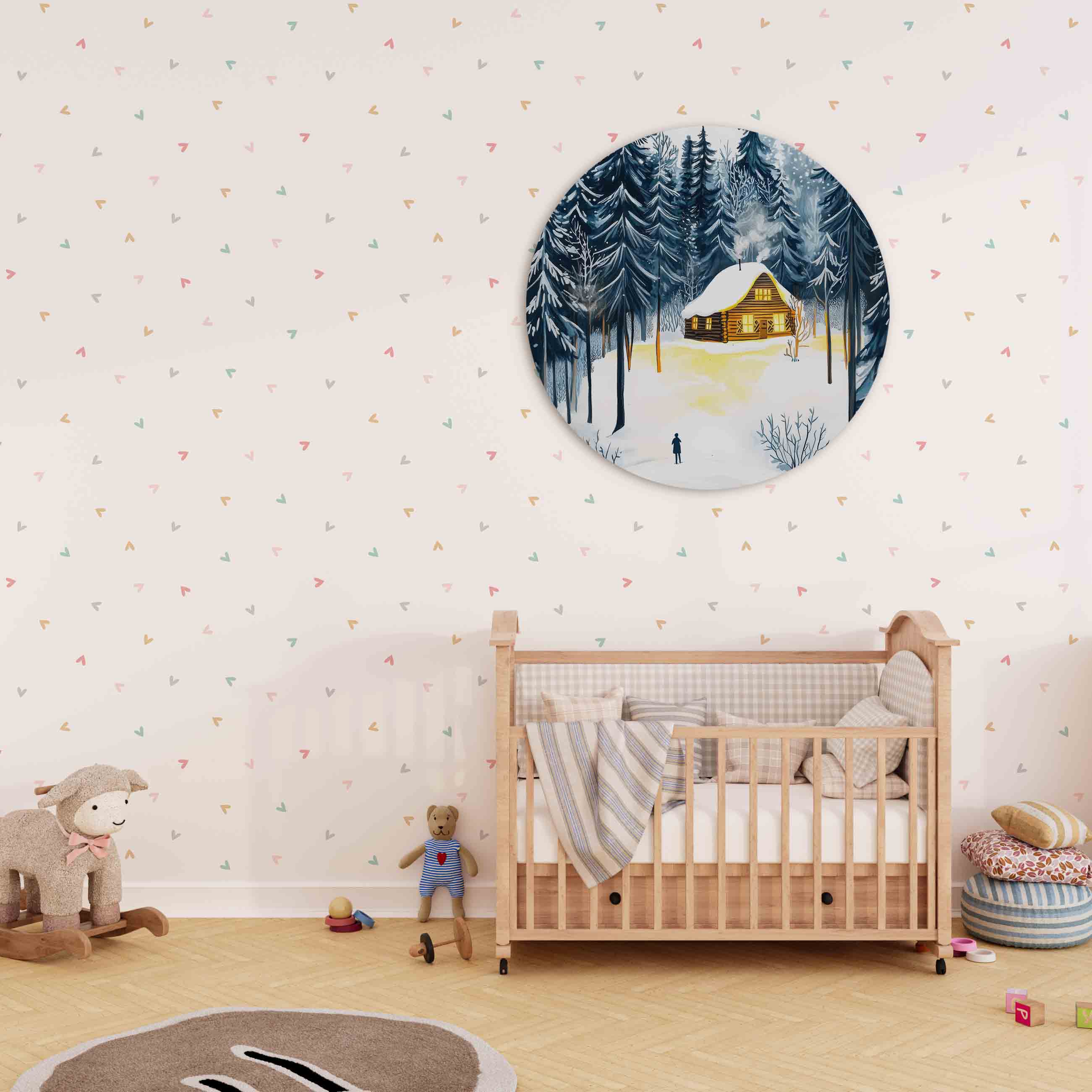 Winterlandschap met huis Muurcirkel