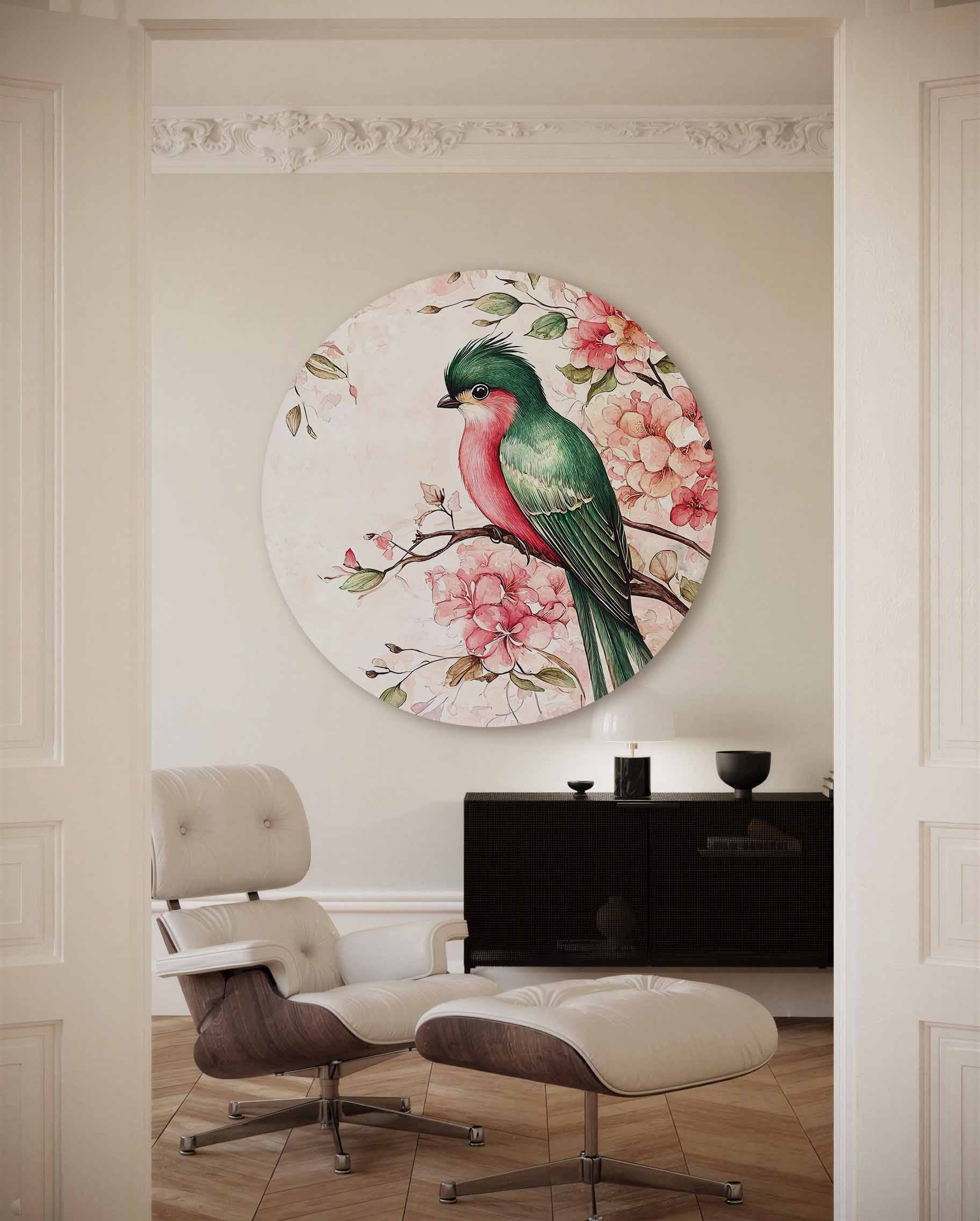 Vogel en bloemen Muurcirkel