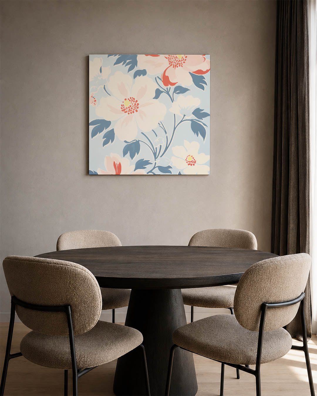 Bloemmotief met zachte tinten Kunstwerk