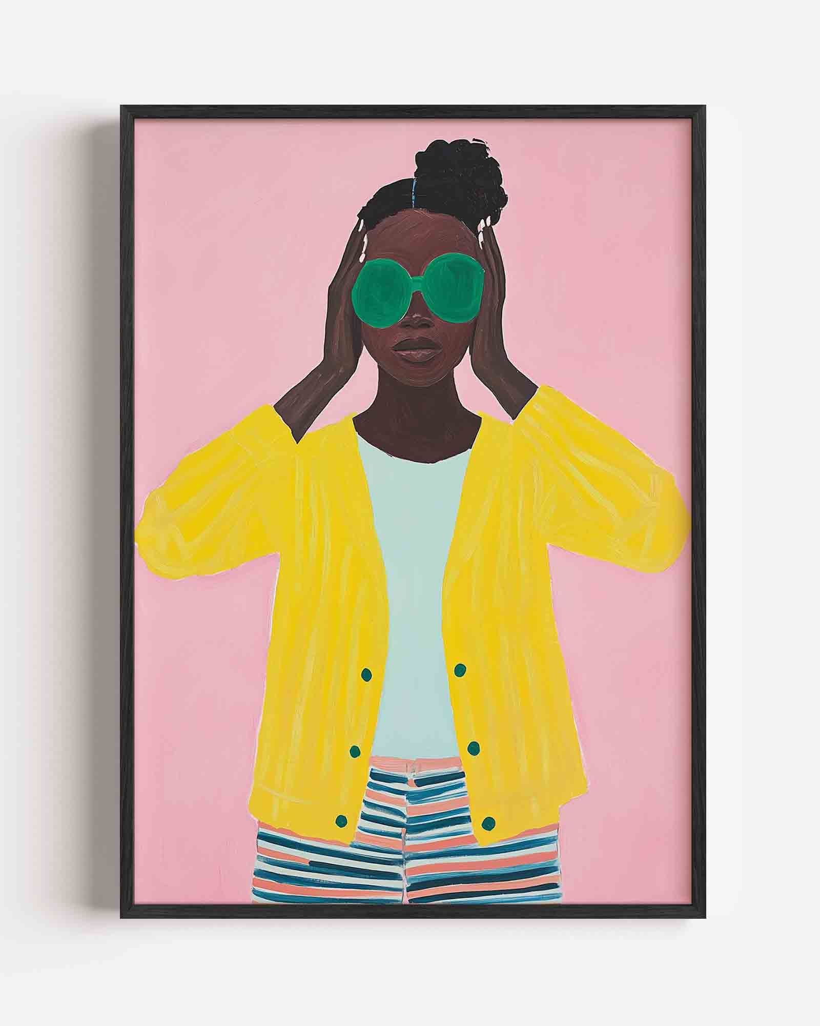 Vrouw met groene bril Poster