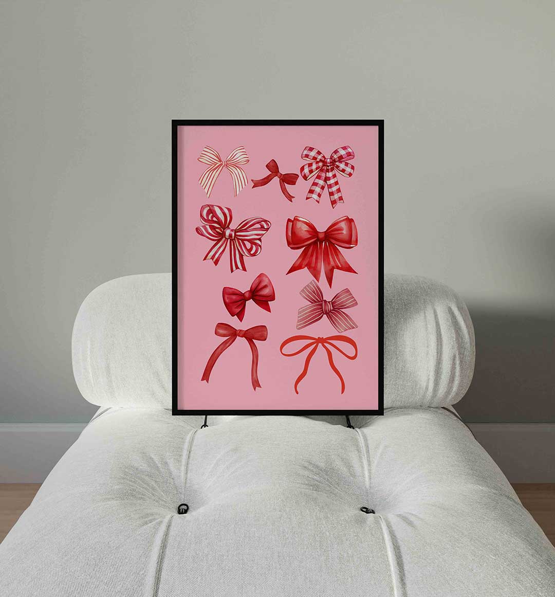 Rode strikken op roze Poster