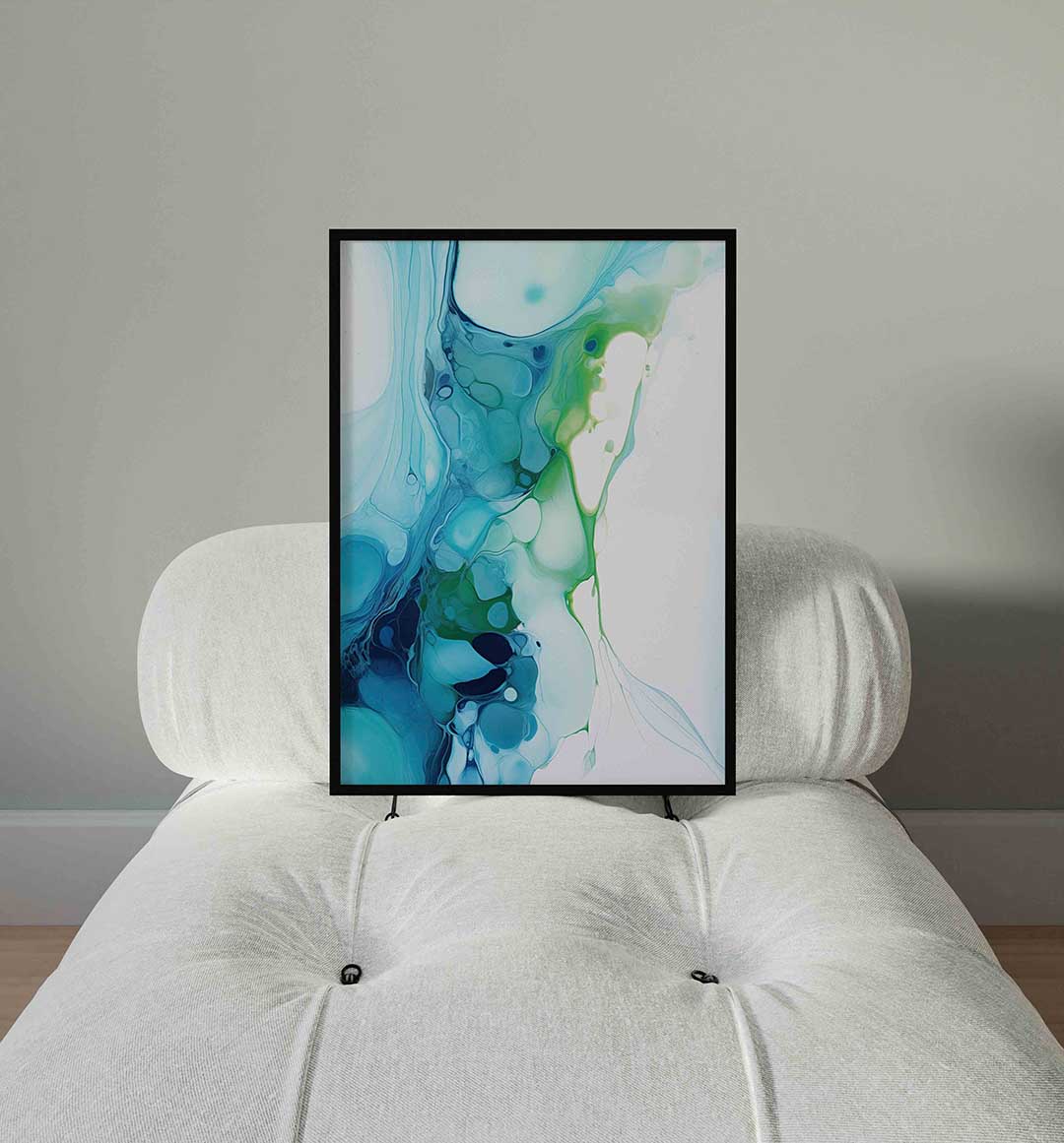 Abstracte blauwe en groene Poster