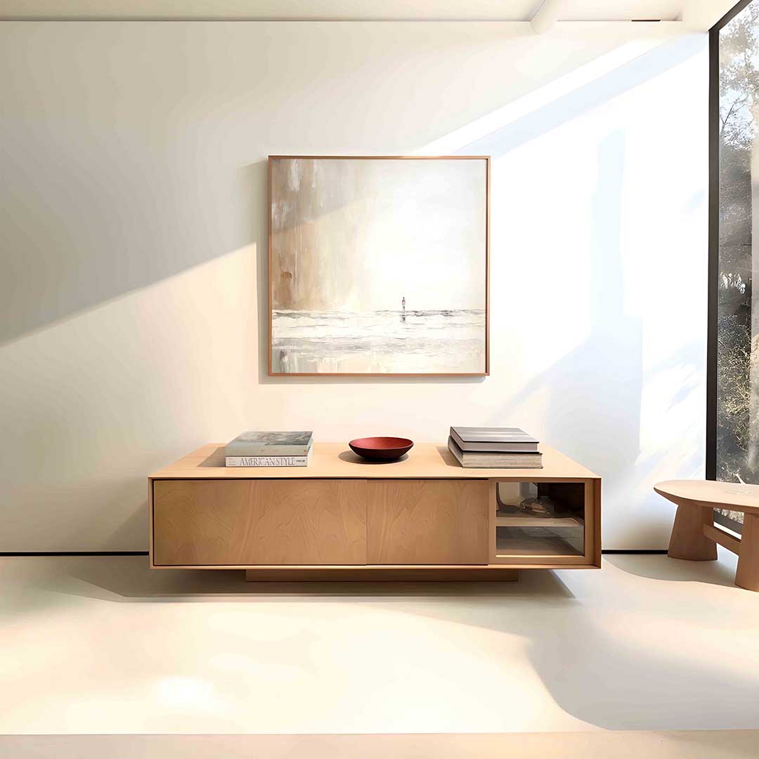 Figuur in beige landschap Poster