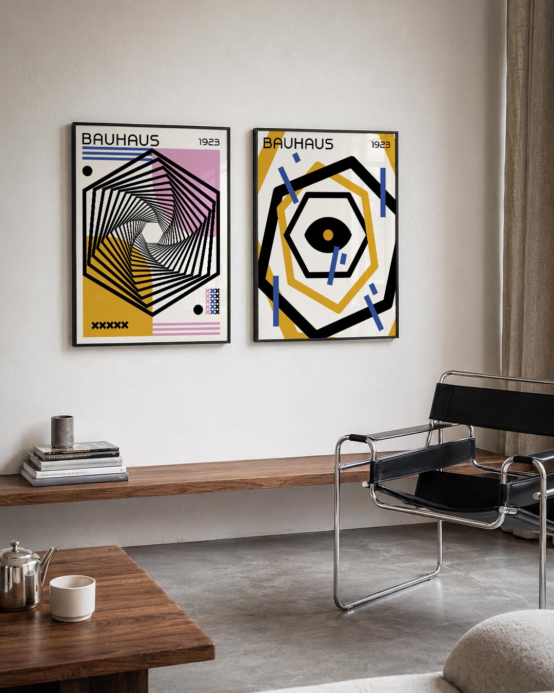 Spiraal en kleurvlakken Posterset