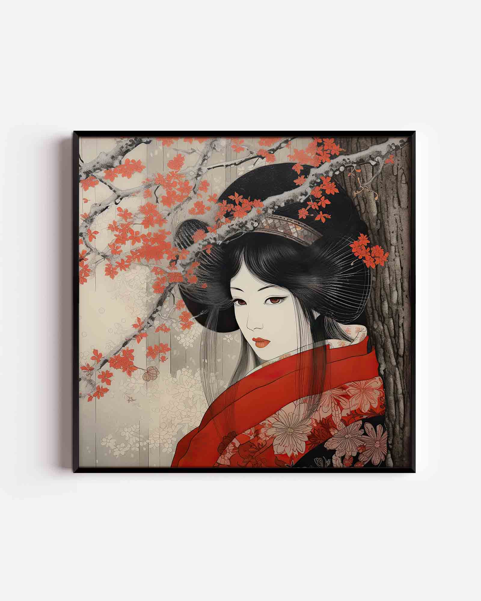 Vrouw met rode bloemen Poster