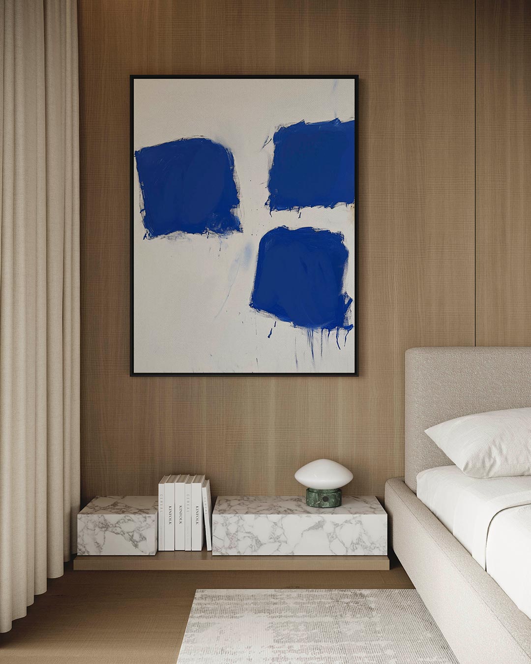 Dynamische blauwe vormen Kunstwerk