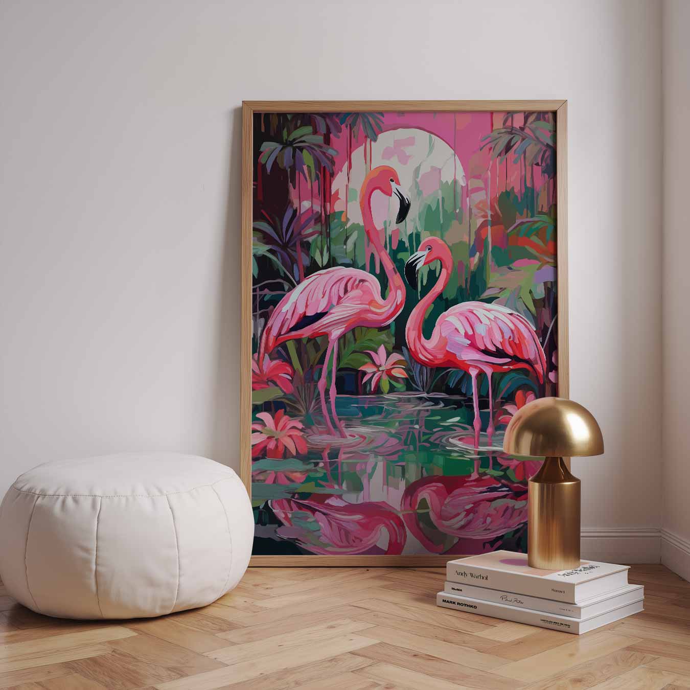 Tropische Flamingo Serenade Poster-WallArtistic