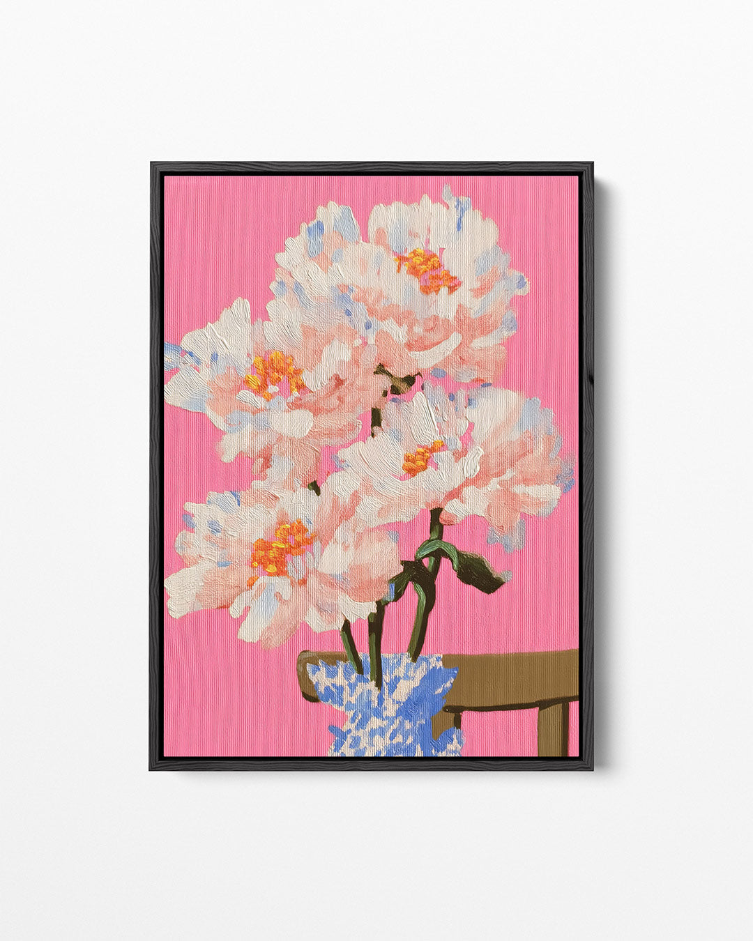 Bloemen op roze achtergrond Kunstwerk