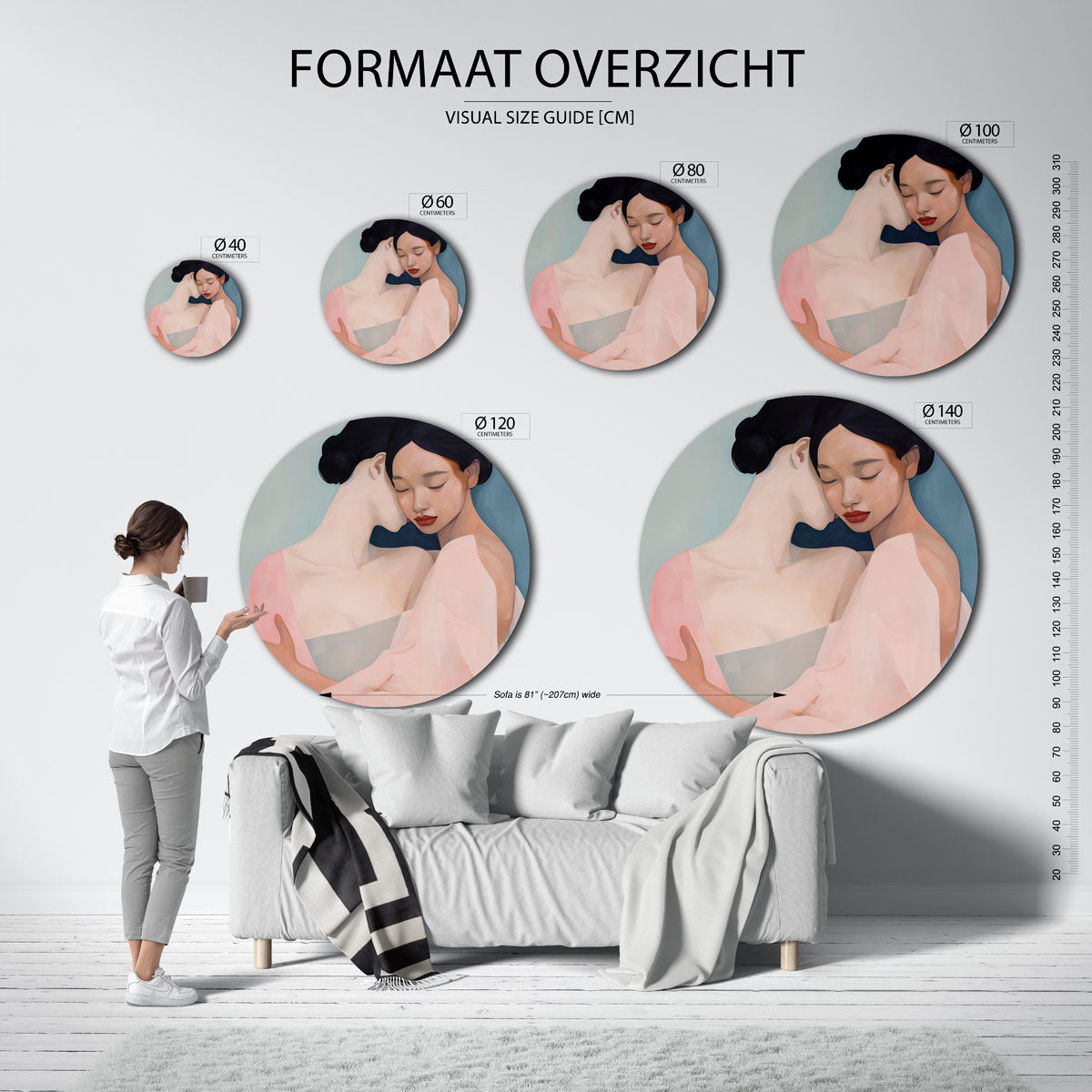 Twee figuren in zachte tinten Muurcirkel