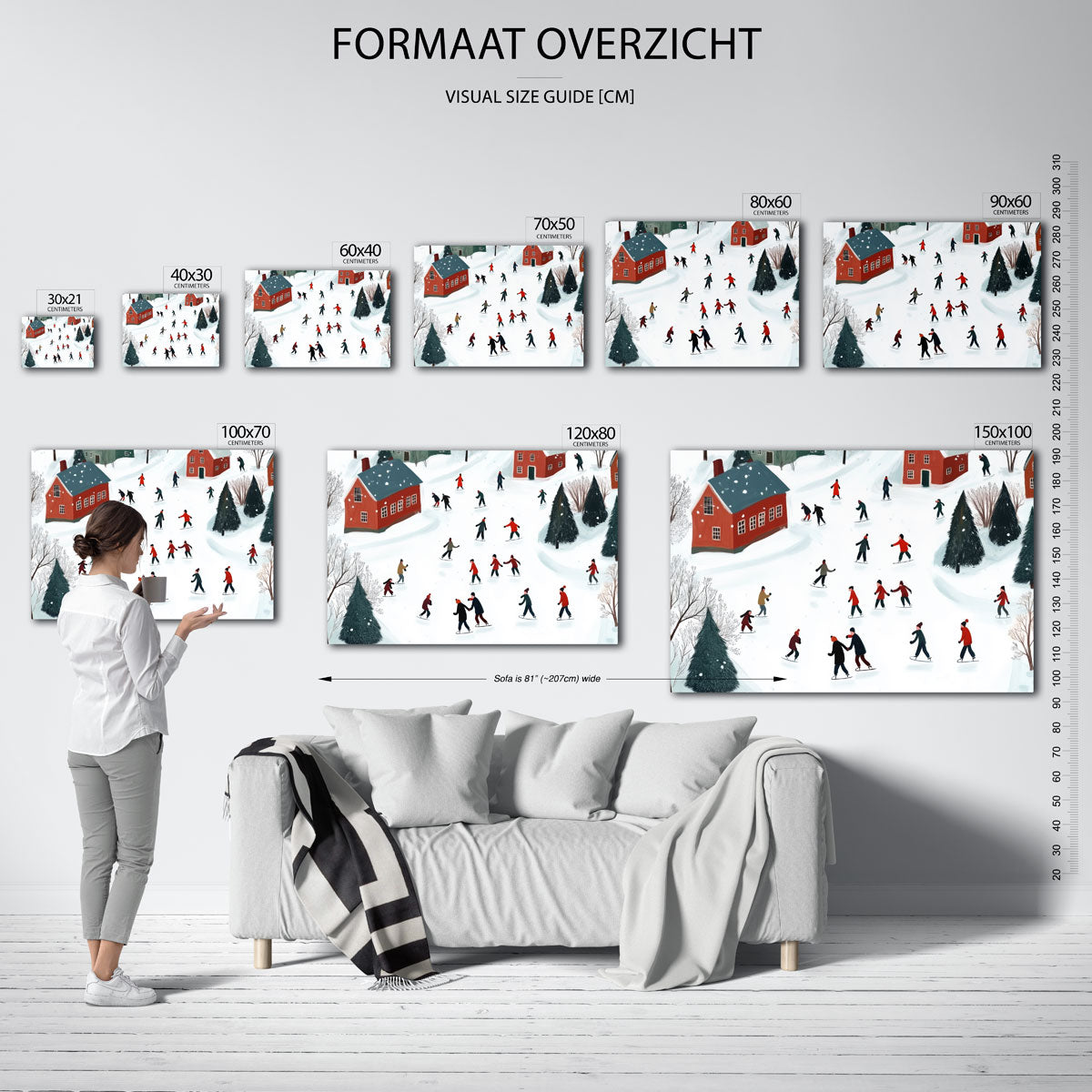 Schaatsers in winterlandschap Poster