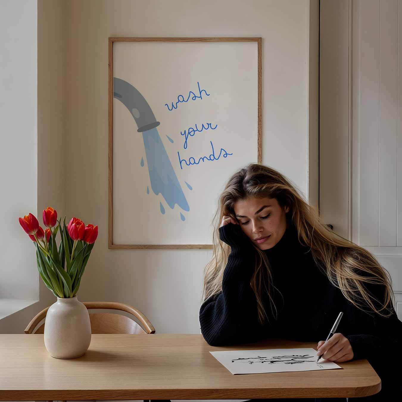 Stijlvolle Handen Was Poster-WallArtistic