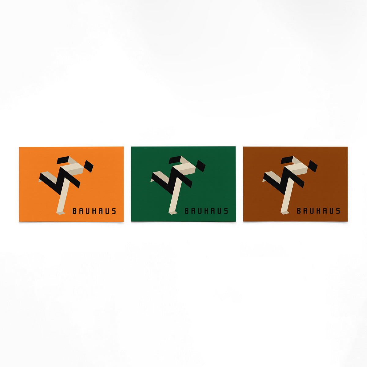 Drie landscape posters met zigzag in kleurvlakken als vrijstaande productfoto