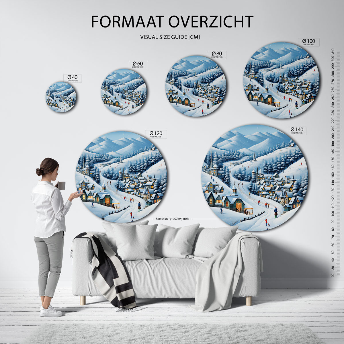 Winterdorp in de bergen Muurcirkel