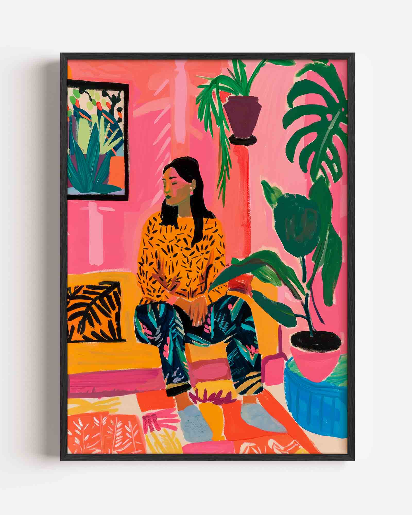 Vrouw met planten Poster