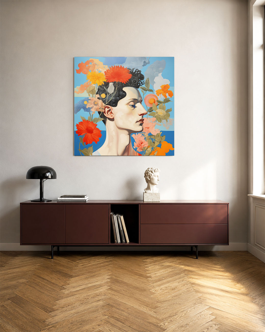 Bloemrijke portret Kunstwerk