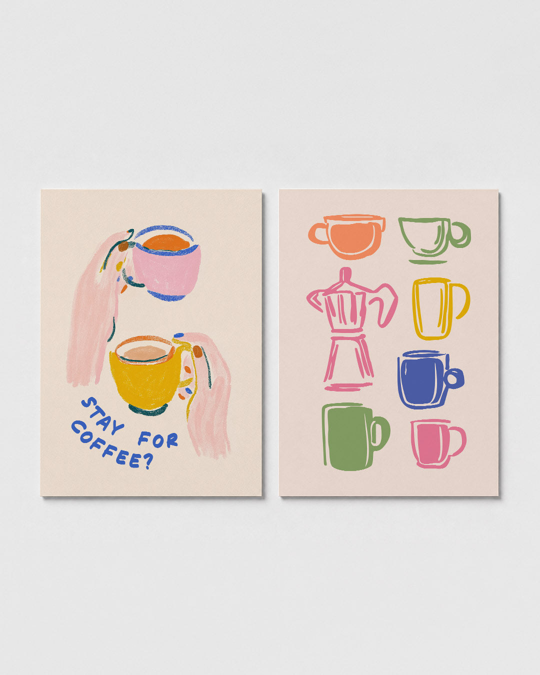 Kleurrijke koffiemomenten Posterset