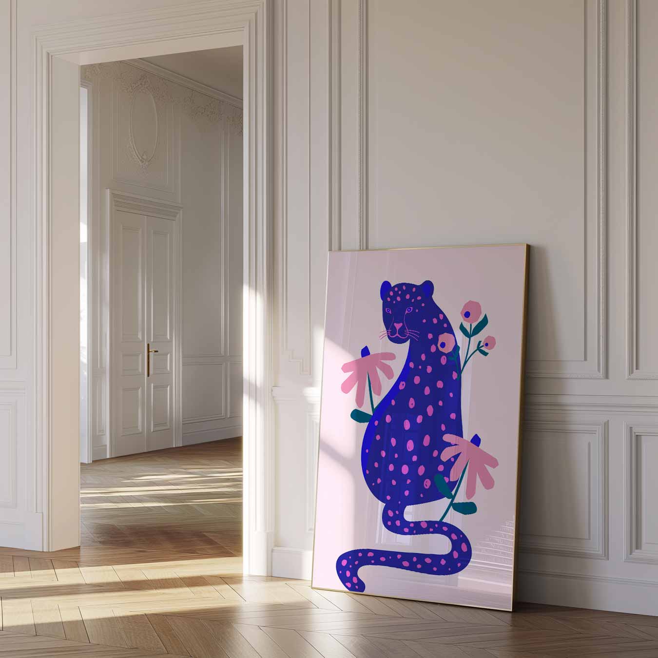 Vrolijke Luipaard Kunstprint Poster-WallArtistic