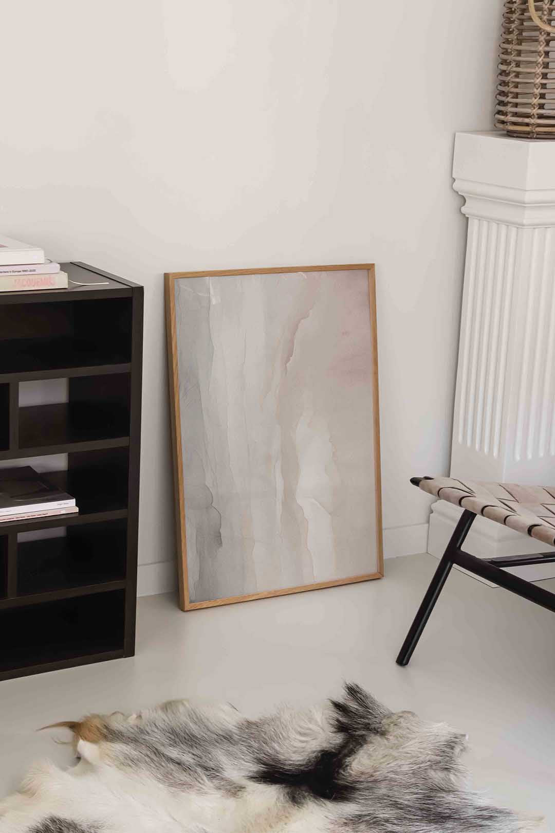 Abstracte beige en grijze Poster