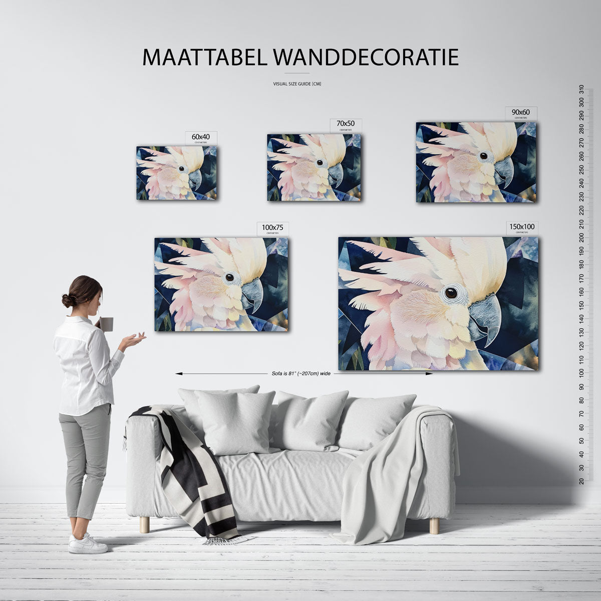 Vogelportret met geometrie Kunstwerk